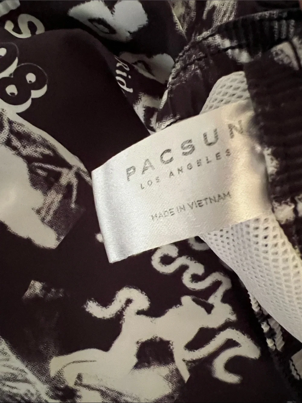PacSun Black and White Barbados Surf Club Swim Shorts